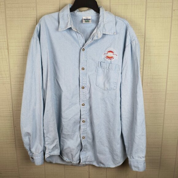 Vintage Dan Fogelberg On Tour Denim Chambray Shirt Embroidred Rare - Picture 1 of 4